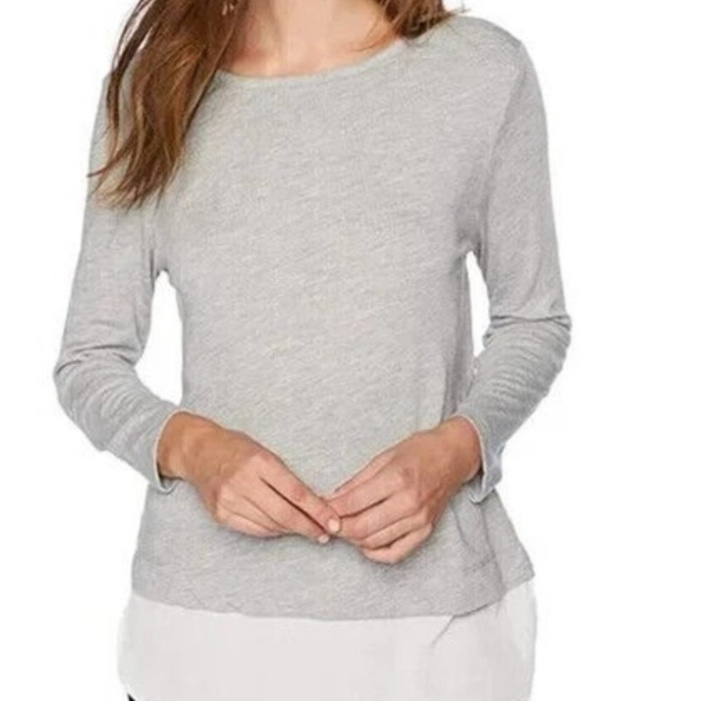 J Crew Mercantile long sleeve shirt in grey and white size XXS